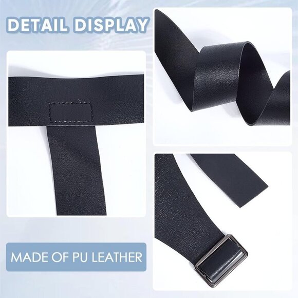Black Faux Leather Waist Belt Gothic Punk Adjustable Body Jewelry Accessory